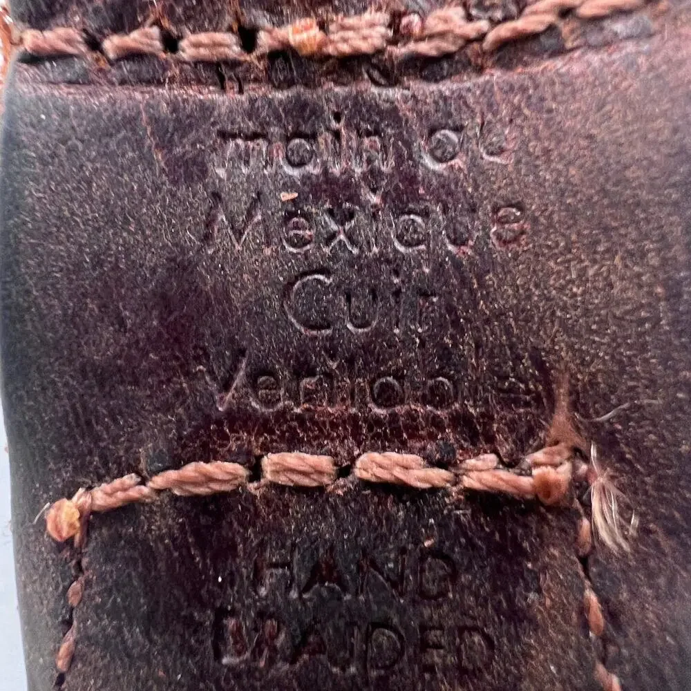 Vintage Braided Brown Genuine Leather Belt Size 39 Made in Mexico Woven Unisex